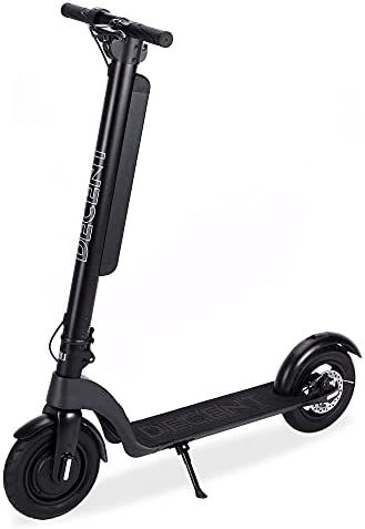 Decent ONE MAX 350w Premium e-scooter. Easy-folding Electric Scooter - 3 Speed/Drive Modes 15.5mph speed, Front Hub Motor/Brake, Mechanical Disc rear brake, 10-inch pneumatic tyres and LED - Black