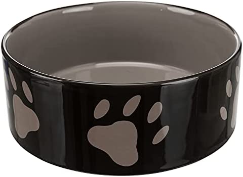 Trixie Ceramic Bowl with Paw Prints for Dogs, 1.4 Litre/20cm, Assorted color (brown or taupe)