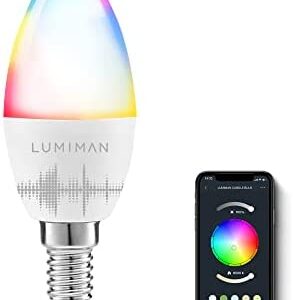 E14 Smart Light Bulb, Alexa Candle Bulb, Colour Changing Chandelier Lights, Dimmable Tunable, RGBCW,4W 400LM, Works with Alexa and Google Assistant, APP Control by Smartphone