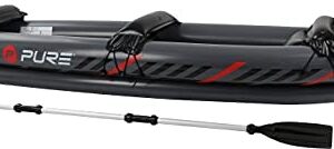 Pure4Fun Inflatable Kayak - 2 Person Inflatable Kayak Boat Set - Includes Aluminium Paddle, Repair Kit, Black / Red, 325x81x53cm, P4F150040