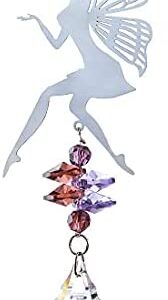 Crystal Rainbow Suncatcher with Metal Elf Charm,Hanging Glass Ornament for Window Garden Decor