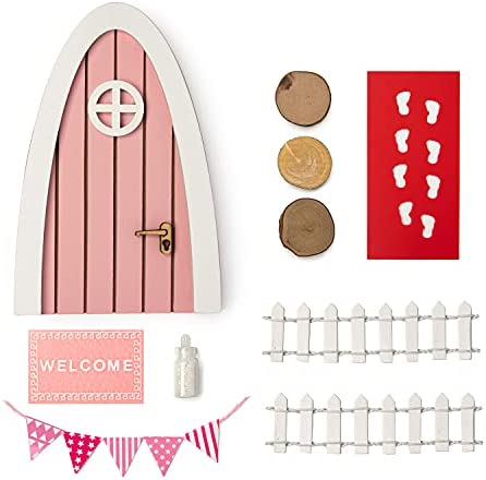 Suzhoujkd Magic Wooden Fairy Door Set Attach to a Skirting Board Miniature Doorway for Little Magic