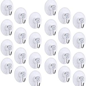 FOGAWA 24Pcs Suction Cup Hooks 40 mm Window Suckers Clear Plastic Sucker Pads Sucker Hooks Suction Hooks for Bathroom Kitchen Wall Door Glass Fairy Lights Decorations Window Camper Van