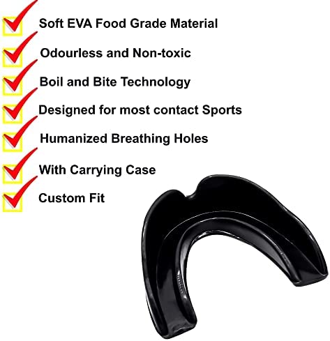Mouth Guard Gum Shield – Professional Mouth Guard for Contact Sports, Rugby, Martial Arts, Karate, Rugby, MMA, Boxing, Hockey, Football Flexible for Youth & Adult (Black) - Image 4