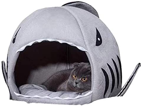 Alytimes Dog Bed Shark Cat Bed Pet Cave for Small Pets with Removable Cushion Water Resistant Bottom Machine Washable Lovely Pet House Gift for Pet - Image 5