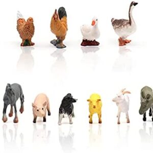 TMORU 12 Pcs Farm Animal Figurine Toys, Realistic Plastic Animal Statues, Educational Sets Easter Eggs Birthday Gifts Cake Toppers for Kids