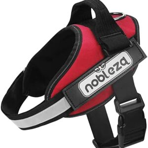 Nobleza Dog Harness, Reflective Adjustable No-Pull Dog Vest Harness, Outdoor Walking Training Easy Control, Sturdy Durable Oxford Material, Soft Padding in Back for Small Medium Large Dogs, S Red