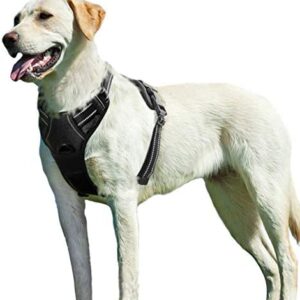Eagloo Dog Harness, No Pull Pet Harness for Large Dogs, Front Clip Vest Harness Adjustable, Soft Padded Dog Vest, Reflective No-Choke Breathable with Easy Control Handle, Black, L