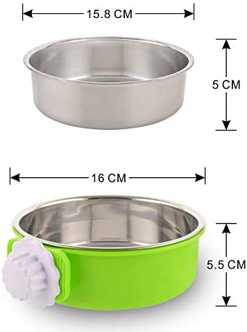 MOACC Crate Dog Bowl, Removable Stainless Steel Dog Bowl with Plastic Puppy Feeder Food Water Bowl for Dogs Cats Rabbits - Image 2