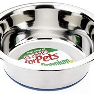 Classic Pet Products Non-Slip Stainless Steel Dish (1600 ml - 215 mm, 8.5 inch Diameter Dog Bowl)