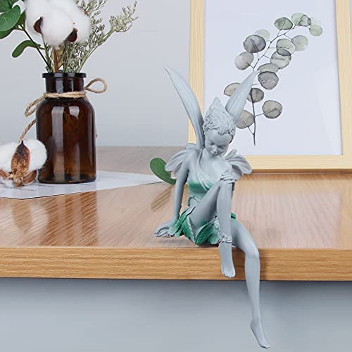 ZoneYan Flower Fairy Sculpture, Garden Sitting Fairy Statue, Sitting Fairy Statue, Tudor And Turek Angel Girl Figurines Craft, Garden Ornament Resin Landscaping Yard Decoration(Gray) - Image 7