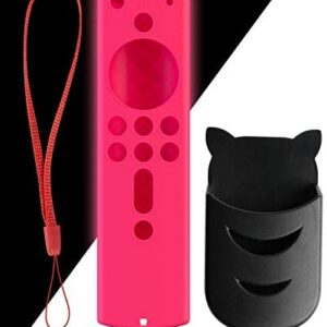 Pink Remote Cover for Fire TV Stick, for Fire TV Stick (2nd Gen), for Fire TV (3rd Gen) Remote Cover, Protective Silicone Lightweight [Anti Slip] ShockProof Remote Case + Black Remote Holder