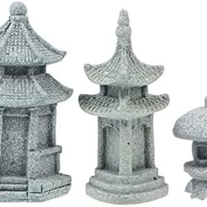 Cabilock 3pcs Miniature Fairy Garden Decoration Japanese Pagoda Lantern Mini Statue Zen Garden Meditation Ornaments For Garden Patio Micro Landscape Bonsai Decoration Grey