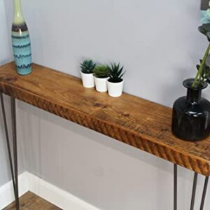 Rustic Chunky Console Table | 20cm deep Handcrafted Home Side Table | Wooden Table with Hairpin Legs | Radiator Shelf | Entryway | Hallway | Home Decor
