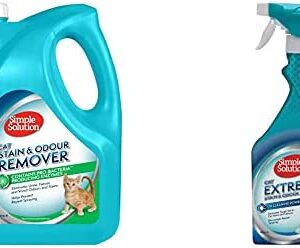 Simple Solution Cat Stain and Odour Remover | Enzymatic Cleaner with Pro-Bacteria Cleaning Power - 4 Litre & Extreme Cat Stain and Odour Remover Enzymatic Cleaner, 500ml