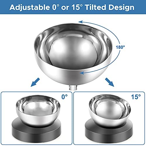 Elevated Dog Cat Bowls: 15° Tilted raised Stainless Steel Cat Bowl, Anti-slip Design of the Base, Suitable for puppy and Kitty (Grey) - Image 5