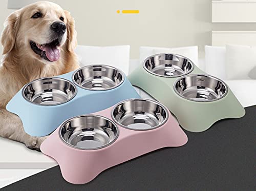 Fuwok Double Dog Bowl,Non Slip Stainless Steel Double Bowl with Non-spill For Small Dogs and Cats (S, Pink) - Image 7