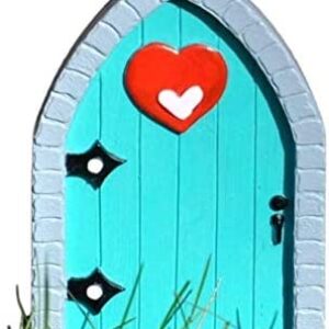 BZB Enchanted Miniature World Fairy Door - Garden Home Indoor Outdoor Ornament - 8 designs - 12cm (aqua heart)
