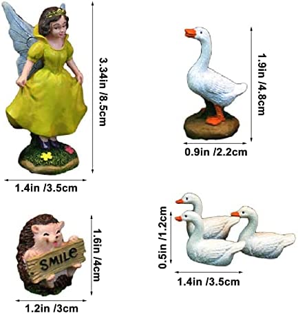 Set Of 6 Fairy Garden Accessories, Fairy Garden Miniatures Includes Fairy, Hedgehog and 4 Ducks Mini Garden Figurine Fairies Decor, Miniature Fairy Garden Accessories for Outdoor or House Decor - Image 3