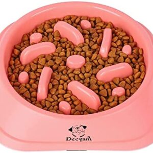 Decyam Slow Feeder Dog Bowl Slow Eating Dog Bowl Pet Puppy Fun Puzzle Feeder Non Skid Bloat Stop Feeding Bowl (Small/Medium, Pink)