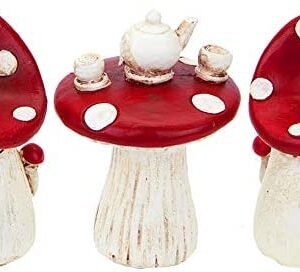 URBNLIVING Secret Fairy Garden Accessories Enchanted Forest Woodland Magical Ornament Decor (Toadstool Tea Set)