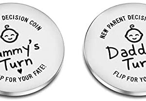 CJ&M Fun New Parents Decision Coin, Engraved Stainless Steel Fun Coin for Decision Making, New baby Gift