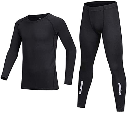 BUYKUD Kids' Girls Boys Long Sleeve Base Layer Compression Athletic Shirt Tights Top & Bottom Set Unisex