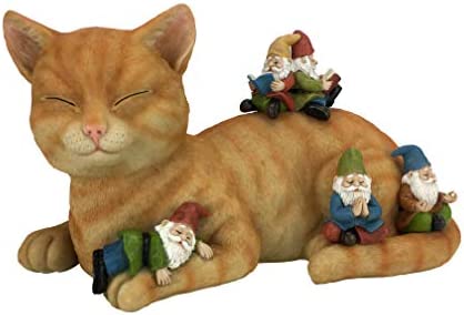 GlitZGlam Cody the Miniature Cat and Gnomes - “A Relaxing Day” - A Fairy Garden Gnome Miniature - Image 2