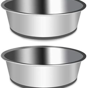 Joytale Stainless Steel Dog Bowl with Rubber Base, Set of 2, Pets Food and Water Non-Slip Bowls for Small Medium Large Dogs,960 ML