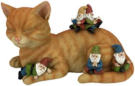 GlitZGlam Cody the Miniature Cat and Gnomes - “A Relaxing Day” - A Fairy Garden Gnome Miniature - Image 4