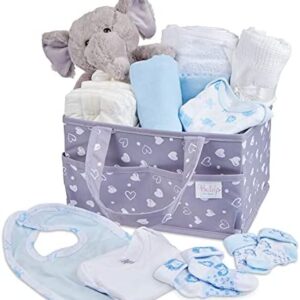Newborn Baby Gifts Nappy Caddy Set – Washable Multi-Functional Blue Caddy Bag to Store and Organise Baby Essentials Like Nappies, Wipes, Cream, Toys, Bottles, Bottle Warmer, etc.