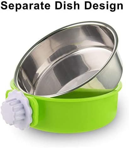 MOACC Crate Dog Bowl, Removable Stainless Steel Dog Bowl with Plastic Puppy Feeder Food Water Bowl for Dogs Cats Rabbits - Image 5