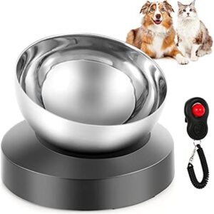 Elevated Dog Cat Bowls: 15° Tilted raised Stainless Steel Cat Bowl, Anti-slip Design of the Base, Suitable for puppy and Kitty (Grey)