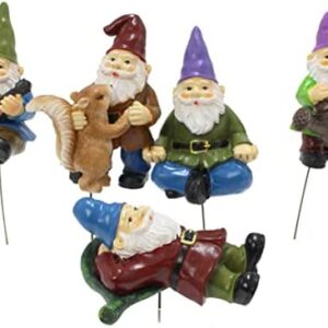 Fairy Garden Gnome Statue,Miniature Gnome Statue Mini Fairy Garden Dwarf Resin Sculpture Potted Micro Landscape 5PCS