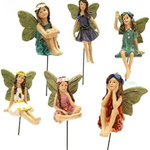 KOCNYDEY Garden Miniatures Fairies Mini Garden Figurine Fairies Decor for Fairy Outdoor Garden Yard Lawn Home Decoration Lovely Vintage Resin Fairy Garden Accessories Outdoor Indoor (6 Pieces)