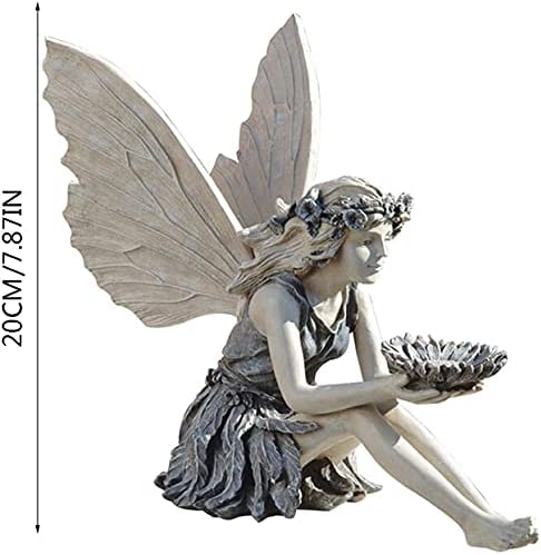 Garden Fairy Ornaments Sculpture Garden Figurine Sitting Fairy Statue Angel Garden Statue Sculpture, Outdoor Garden Realistic Figurine Decor, Antique Resin Ange Craft (resin) - Image 4
