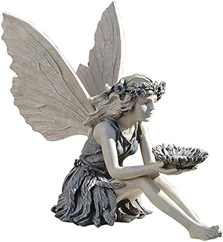 Garden Fairy Ornaments Sculpture Garden Figurine Sitting Fairy Statue Angel Garden Statue Sculpture, Outdoor Garden Realistic Figurine Decor, Antique Resin Ange Craft (resin)