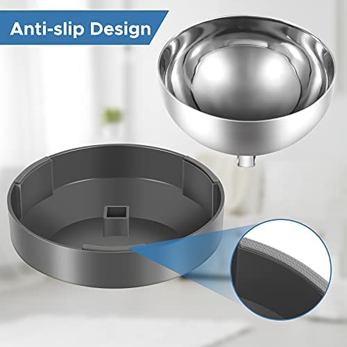 Elevated Dog Cat Bowls: 15° Tilted raised Stainless Steel Cat Bowl, Anti-slip Design of the Base, Suitable for puppy and Kitty (Grey) - Image 3