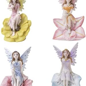 Pelle & Sol Set of 4 Flower Fairies Garden or Home Ornament Enchanted Fairy Figures