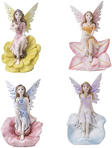 Pelle & Sol Set of 4 Flower Fairies Garden or Home Ornament Enchanted Fairy Figures