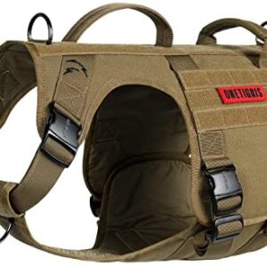 OneTigris Tactical Dog Harness with 5X Metal Buckle,Dog MOLLE Vest with Handle,No Pulling Front Clip ,Hook and Loop Panel for Dog Custom Patch