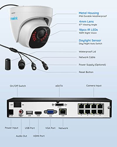 Reolink 4K Security Camera System, 4pcs H.265 4K PoE Dome Cameras Wired with Person Vehicle Detection, 8MP 8CH NVR with 2TB HDD for 24-7 Recording, RLK8-800D4-A - Image 7