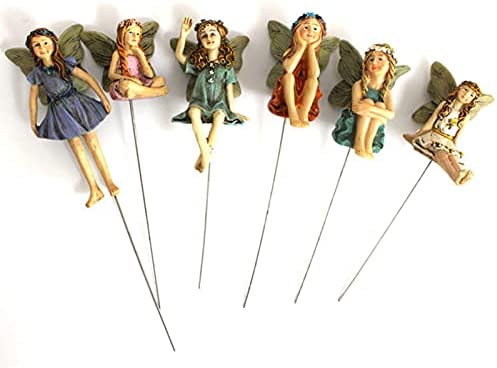 6pcs Miniature Garden Flower Landscape Figurines, Resin Flower Fairy Statue Decoration, Outdoor Flower Fairy Plug-in Decorative Ornaments - Image 5