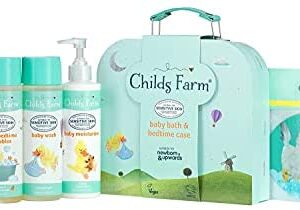 Childs Farm | Baby Bedtime Suitcase Gift Set | Baby Wash, Baby Bubble Bath, Baby Moisturiser 250ml, Nappy Cream 100ml & Bath Thermometer | Suitable for Newborns with Dry, Sensitive & Eczema-prone Skin