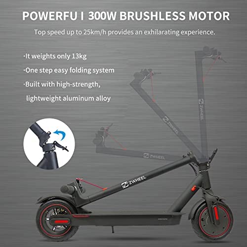 ZWHEEL Electric Scooter for Adults E9 Basic Air Pneumatic, up to 20km of autonomy, 25km/h, Two Speed Modes, Foldable, Cruise Control, mobile App connection - Image 4
