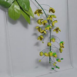 Flower 3D Wall Decor Yellow Golden Shower Tree, Pistachio Shells Art hanging Dried Nuts shells living room Modern Smart Home Decor with Acrylic backing