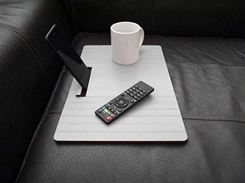 Wooden flexible sofa table for armrest with smartphone and tablet stand in many colors as stone grey Small slinky over the couch side tables Narrow folding dining settee arm tray Armchair trays server - Image 3