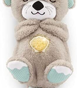 Fisher-Price Soothe 'n' Snuggle Otter - Plush Toy with 11 Sensory Features - Soft Music & Lights - Rhythmic Breathing Motion - Gift for Newborns+, FXC66