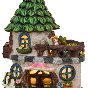 TERESA'S COLLECTIONS Castle Fairy House Garden Ornament Outdoor with Solar Light, Waterproof Resin Angel Cottage Garden Statue Figurine for Patio Lawn Yard Decoration, 8.7inch/22cm