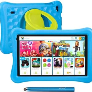 10.1 inch Kids Tablet AWOW Tablet PC for Kids, KIDOZ Pre-Installed, Android 10 Go Quad Core, 32GB Rom, Kids-Proof case and Stylus Pen, Parental Controls, Dual Cameras, Blue